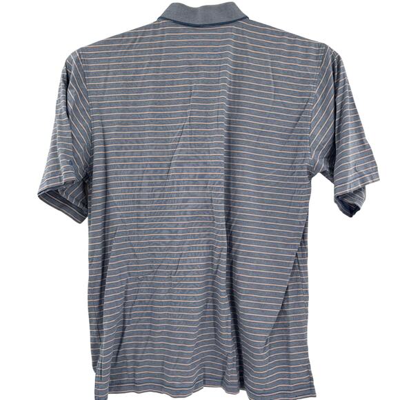 Peter Millar Mens 2XL Blue Orange Striped Short Sleeve Cotton Polo Shirt - Picture 5 of 5